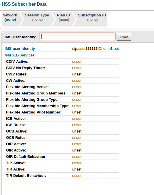 loaded hss subscriber data