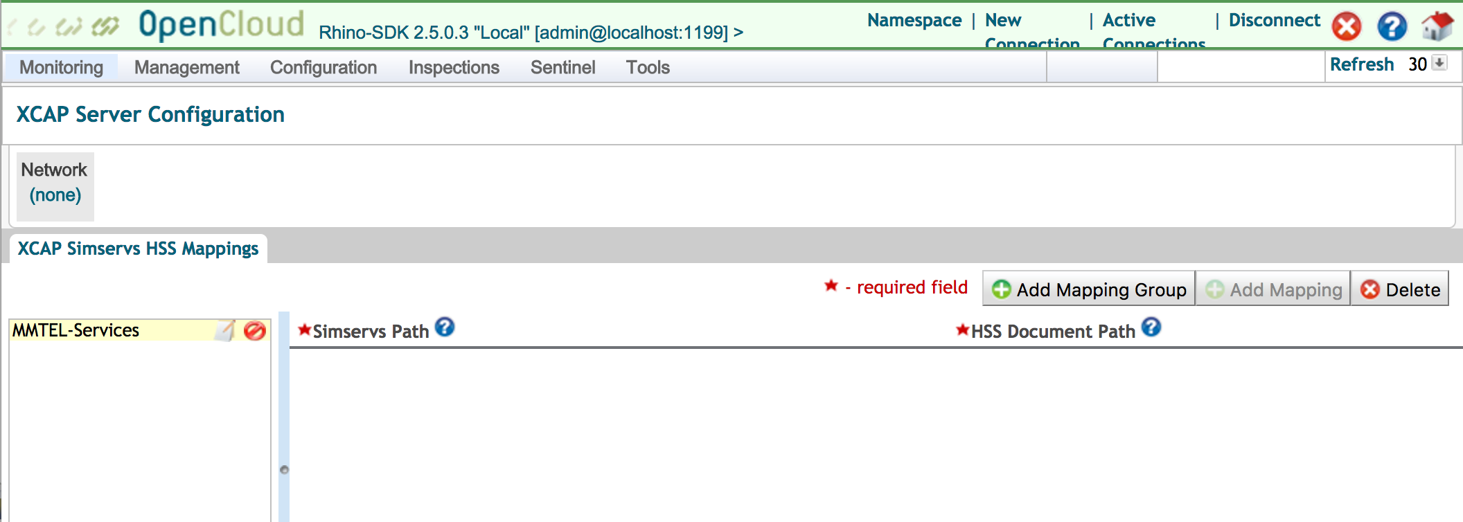 xcap simservs mapping configured operator