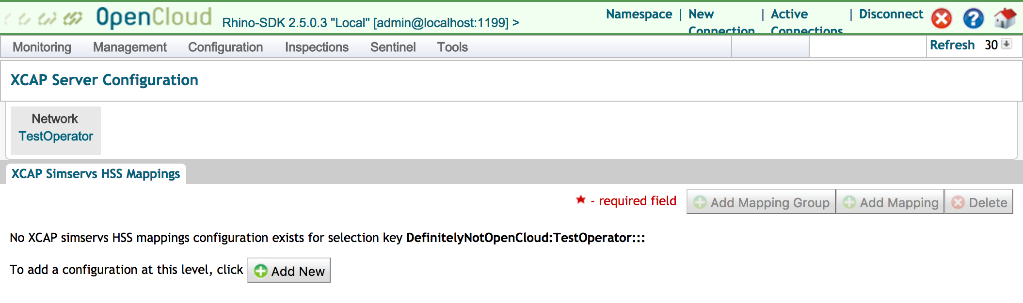 xcap simservs mapping unconfigured operator