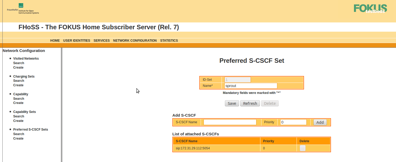 preferred scscf